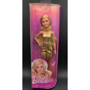 Barbie Fashionistas Doll 222 With Gold Jumpsuit Long Blonde Hair Ages 3+ Mattel
